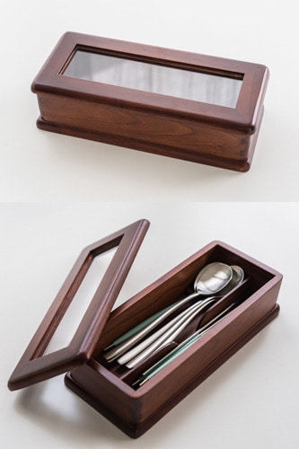 천연 옻칠 오동나무 원목 수공예 엔틱 창틀 수저통